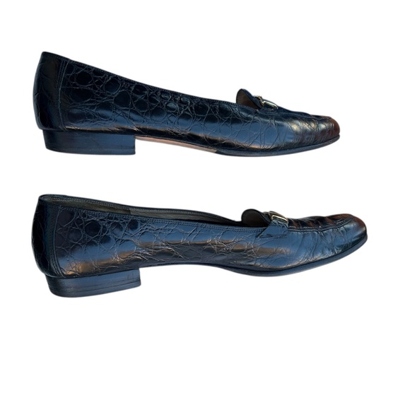 Vintage Salvatore Ferragamo Brown Women's Croc Loafers Size 8-1/2 - Picture 5 of 7